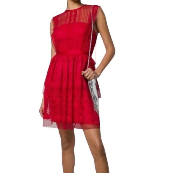 Three Floor Red Tiered Fearless Dress - Size 2 - Picture 7 of 7